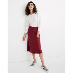 Madewell Deep Red Midi Slip Skirt